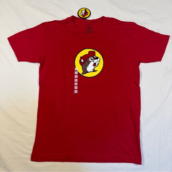 Buc-Ees Tops - Bucees Shirt Unisex Small Red Yellow Beaver Logo Short Sleeve Casual NWT